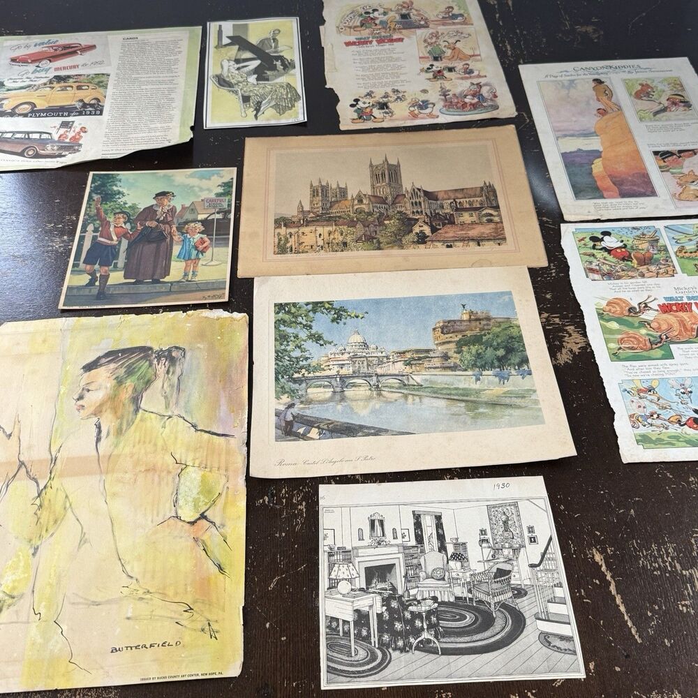Vintage Prints Lithographs Ephemera Lot Butterfield Hintermeister Rudge Raimondi